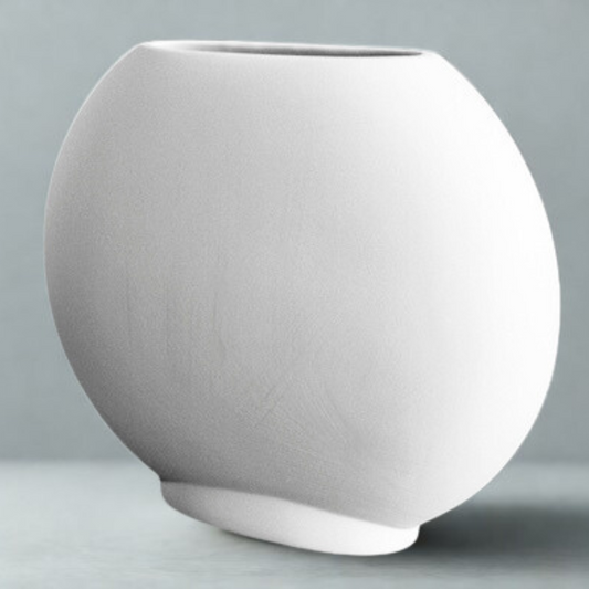 Keramikrohling - schmale Vase in runder Diskusform