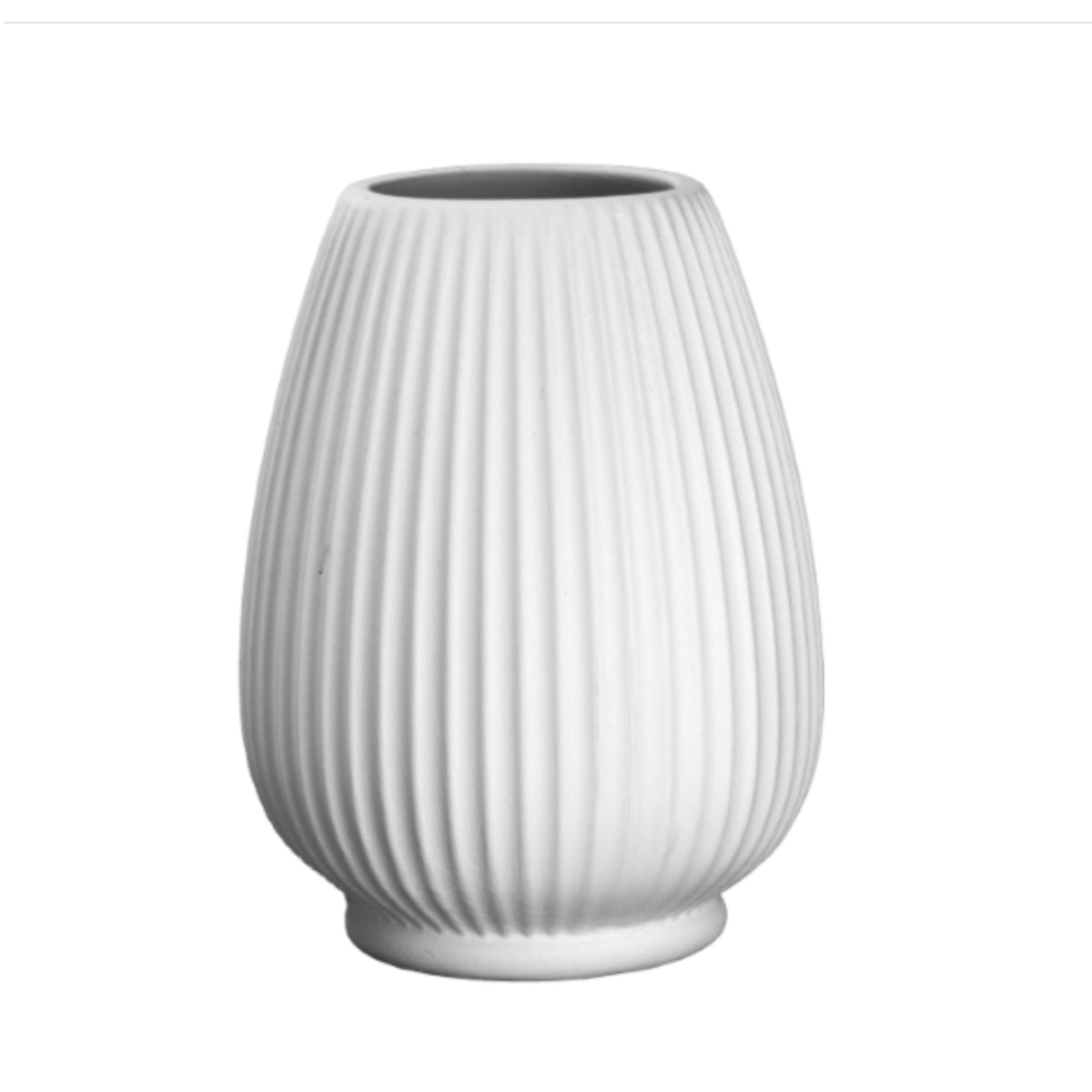 Kegelförmige Vase mit geriffelter Oberfläche, Rohkeramik