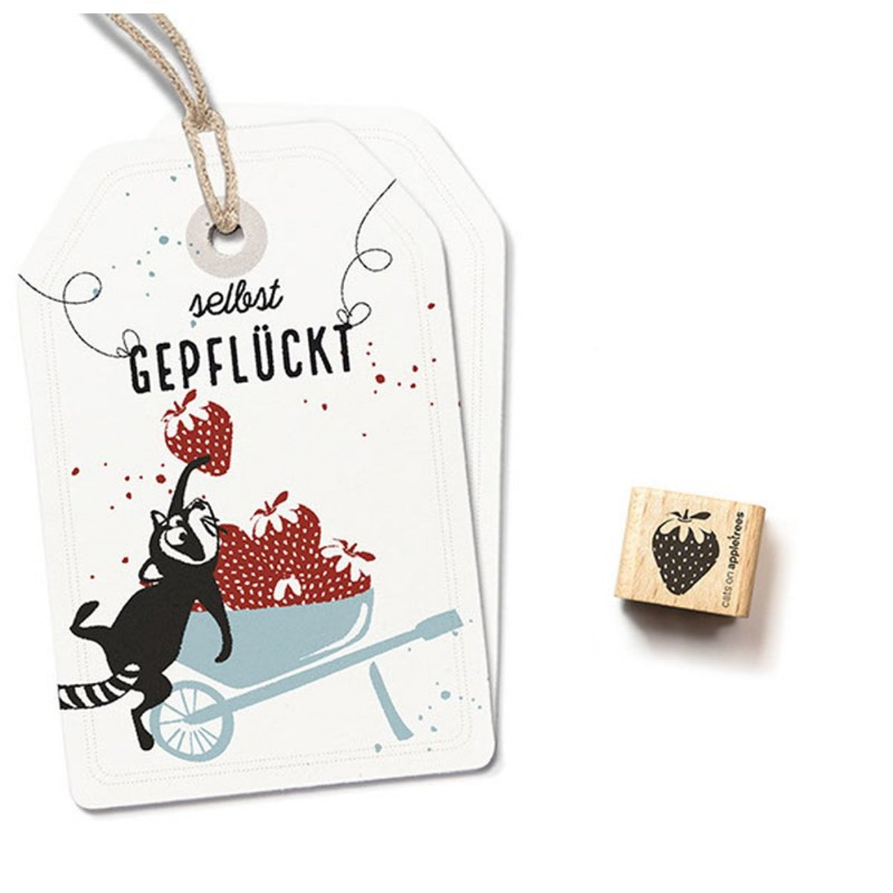 cats on appletrees Ministempel Erdbeere